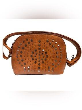 Sam & Hadley Faux Leather Embossed and Studded Dome Crossbody Bag